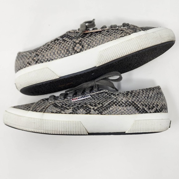 Superga Grey Snakeskin lace-up low-top sneakers 2750 Cot Snake. EU40=US9 - Picture 7 of 9